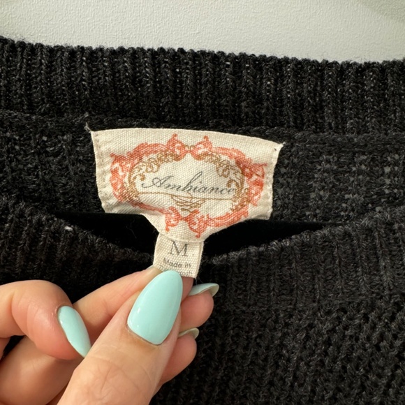 Ambiance Cropped Charcoal Grey Knit Sweater - Cozy & Chic Staple - Picture 4 of 4